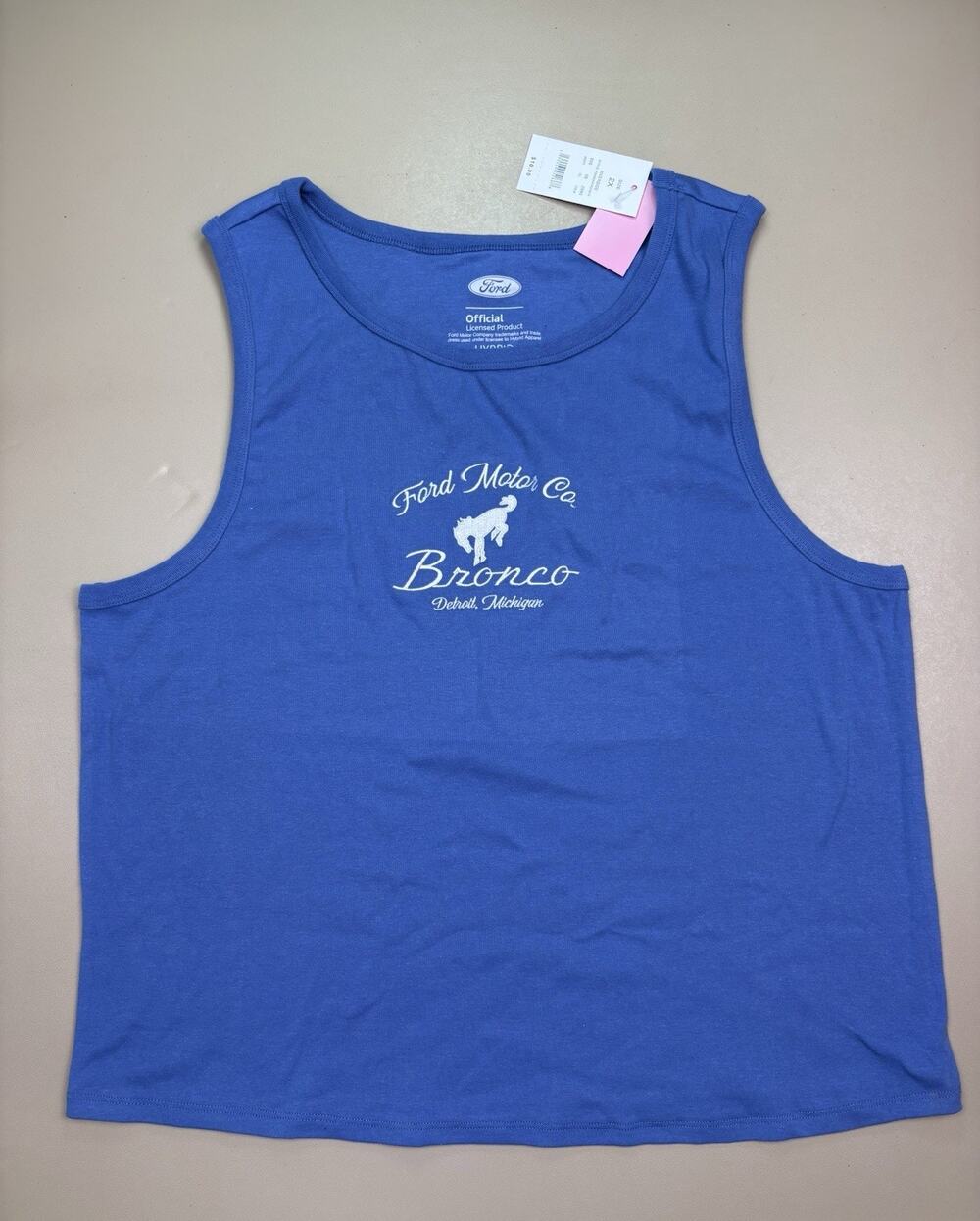 Ford Bronco Tank Top Womens 2X Blue Graphic Logo Sleeveless Shirt NWT